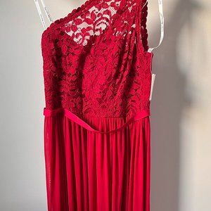 Long One Shoulder Lace Bridesmaid Dress